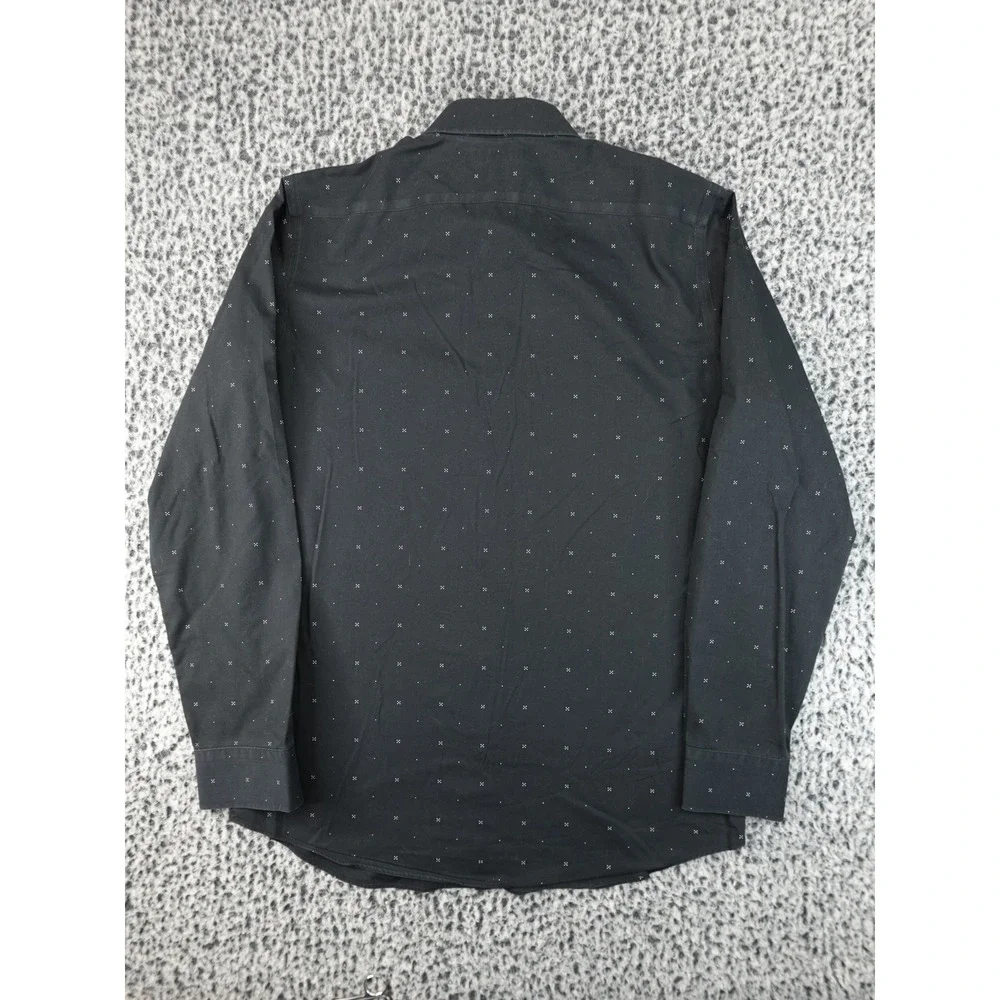 Banana Republic Button Down Mens Medium Black Good Slim Fit Non-Iron Micro-Print